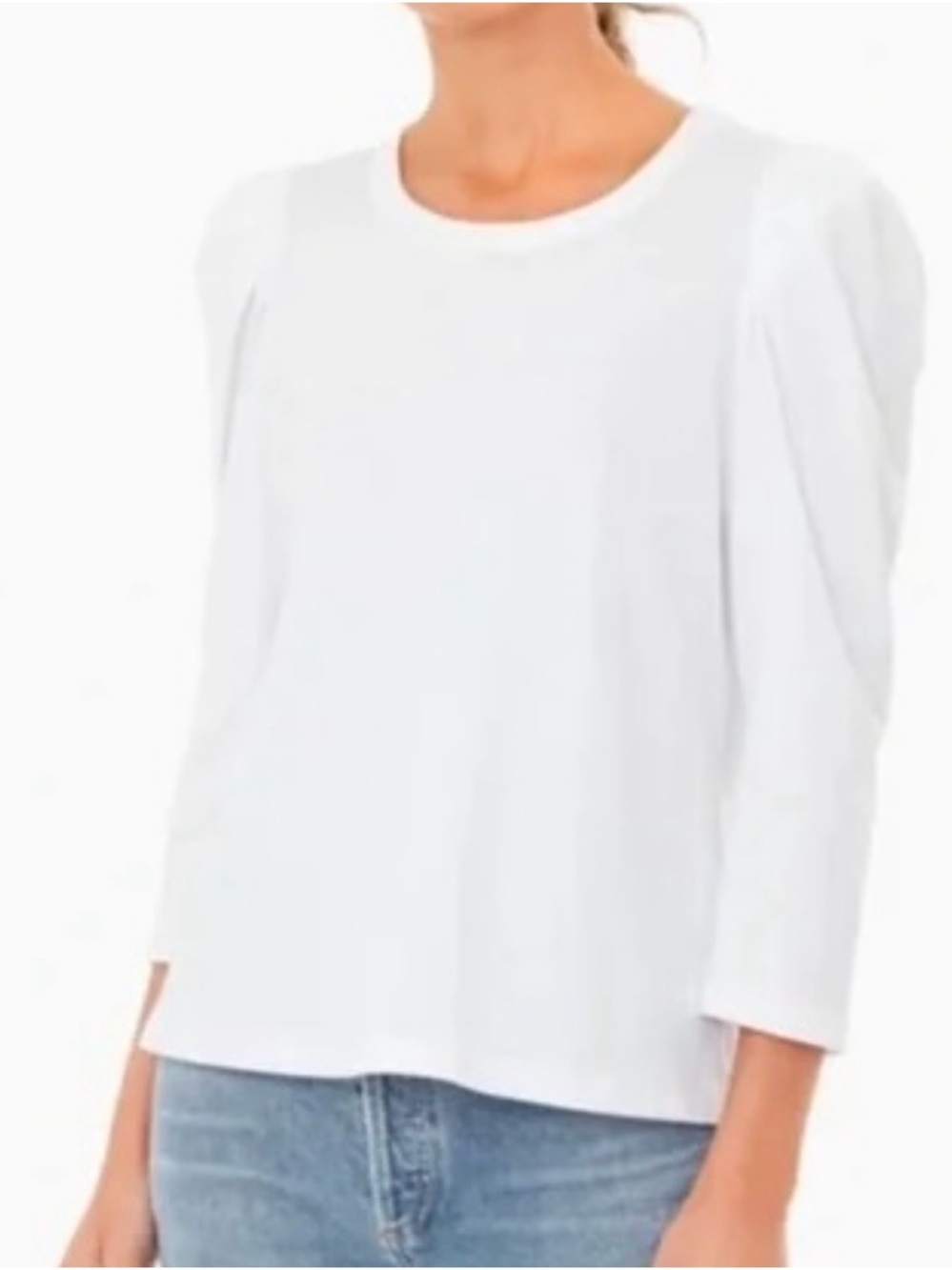 Pomander Place white puff 3/4 sleeve top Tuckernuck Cotton Women’s Size S